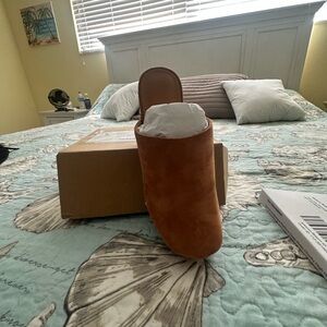 Suede Slip-On Mule in Rust